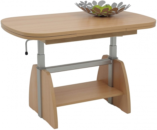 Couchtisch Colin Buche | Lift | ausziehbar + höhenverstellbar | B/T/H 107-156x67x52-71cm